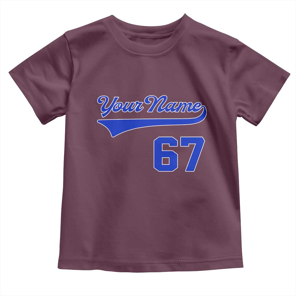 Personalized 67 Jersey Number Toddler T Shirt Custom Name Numbered Uniform Sports Team 67th Birthday TS10