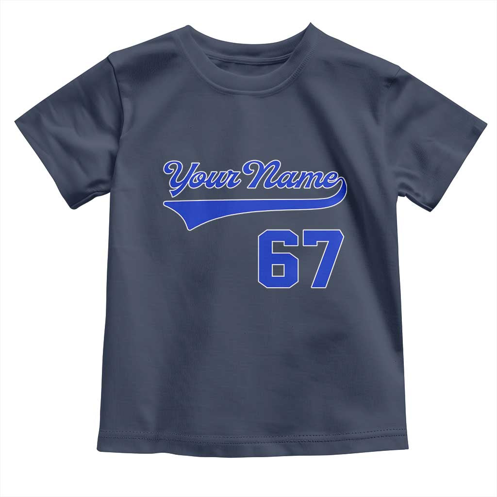 Personalized 67 Jersey Number Toddler T Shirt Custom Name Numbered Uniform Sports Team 67th Birthday TS10