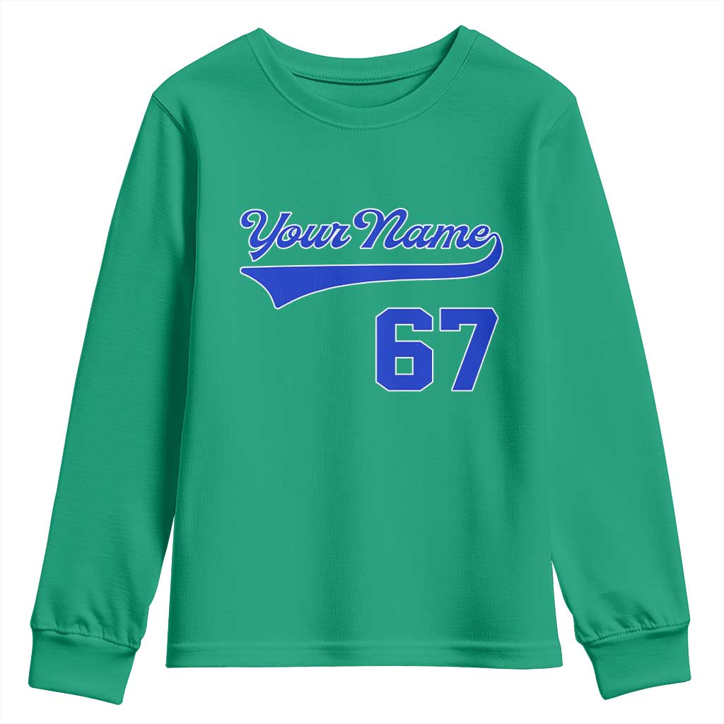 Personalized 67 Jersey Number Youth Sweatshirt Custom Name Numbered Uniform Sports Team 67th Birthday TS10