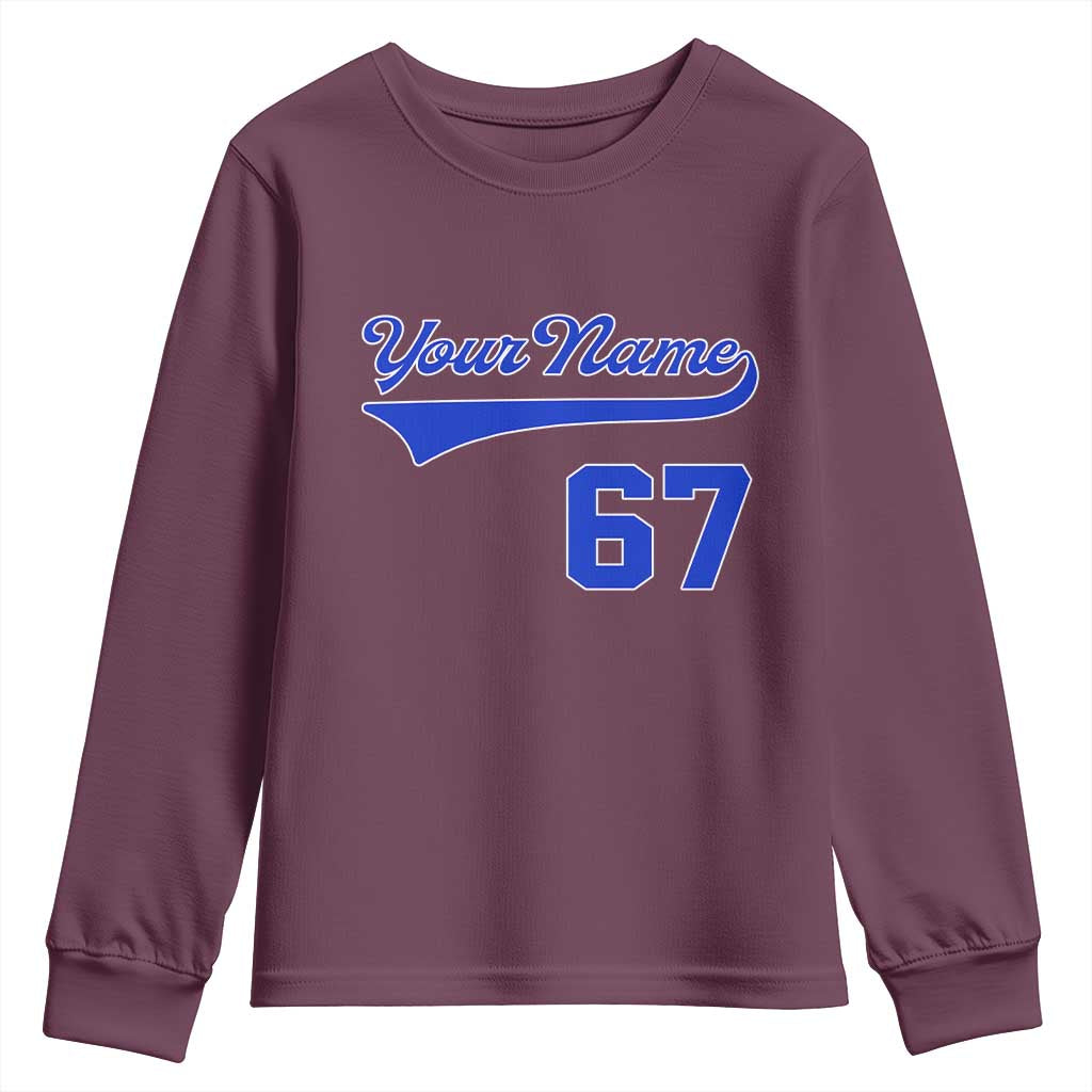 Personalized 67 Jersey Number Youth Sweatshirt Custom Name Numbered Uniform Sports Team 67th Birthday TS10