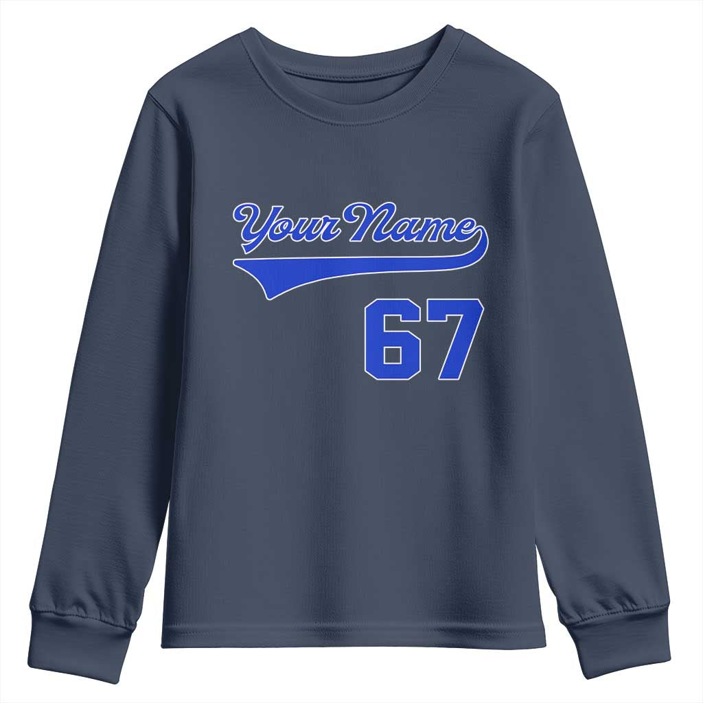 Personalized 67 Jersey Number Youth Sweatshirt Custom Name Numbered Uniform Sports Team 67th Birthday TS10