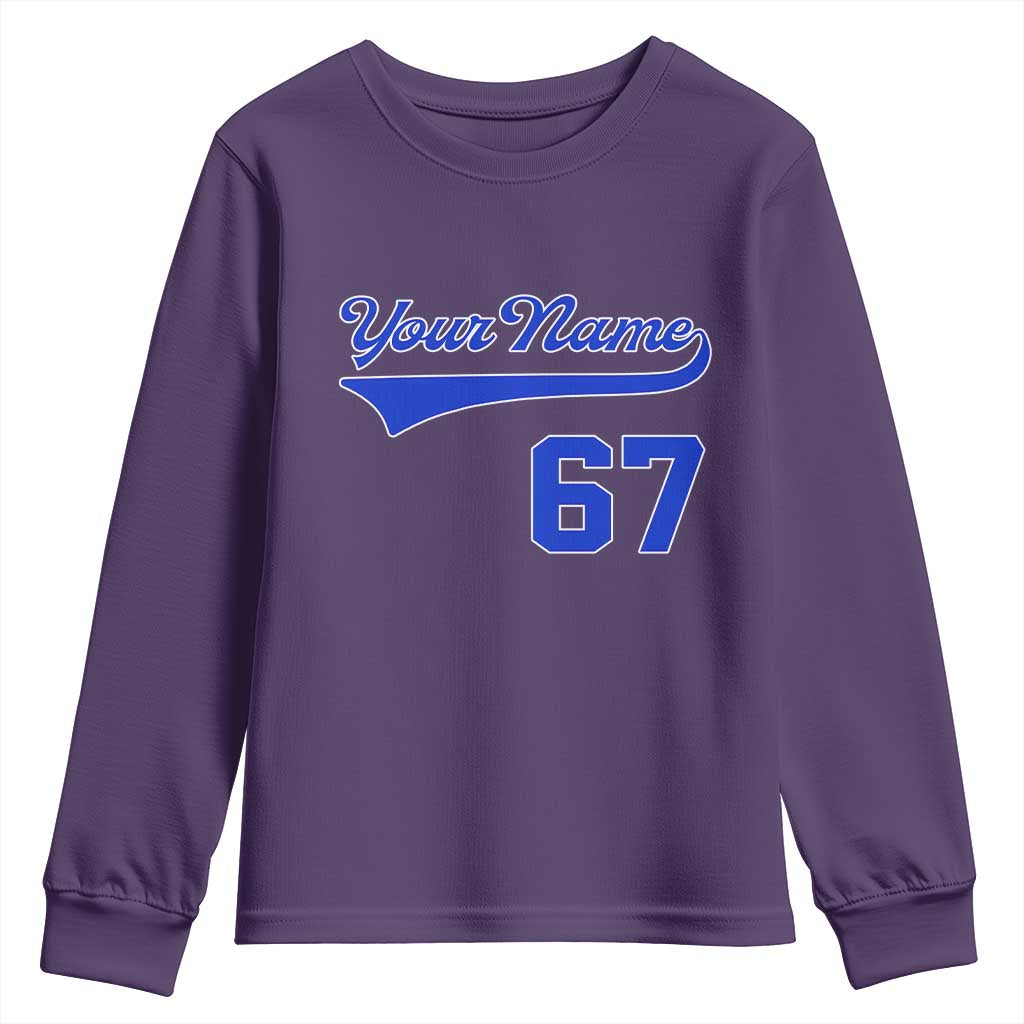Personalized 67 Jersey Number Youth Sweatshirt Custom Name Numbered Uniform Sports Team 67th Birthday TS10
