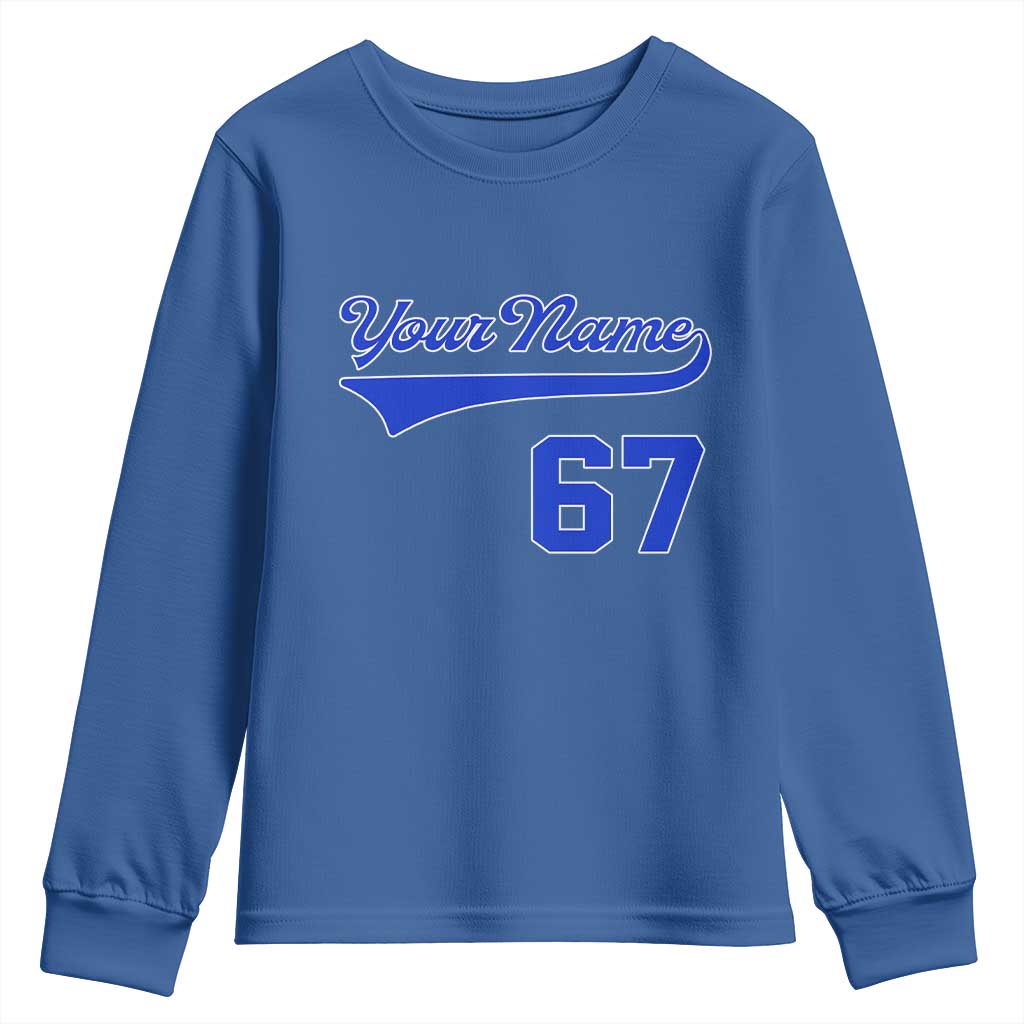 Personalized 67 Jersey Number Youth Sweatshirt Custom Name Numbered Uniform Sports Team 67th Birthday TS10