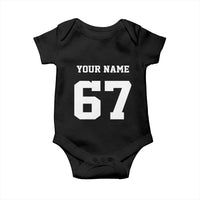 Personalized 67 Jersey Number Baby Onesie Custom Name Varsity Sports 67th Birthday - Wonder Print Shop