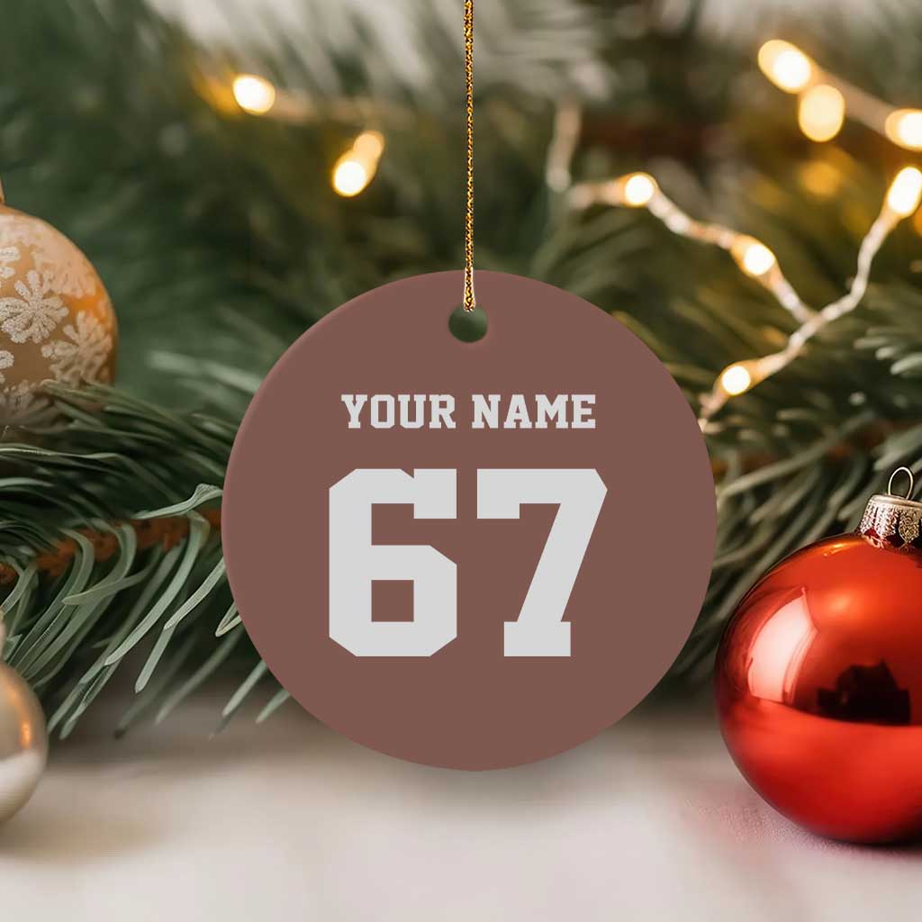 Personalized 67 Jersey Number Ceramic Ornament Custom Name Varsity Sports 67th Birthday - Wonder Print Shop