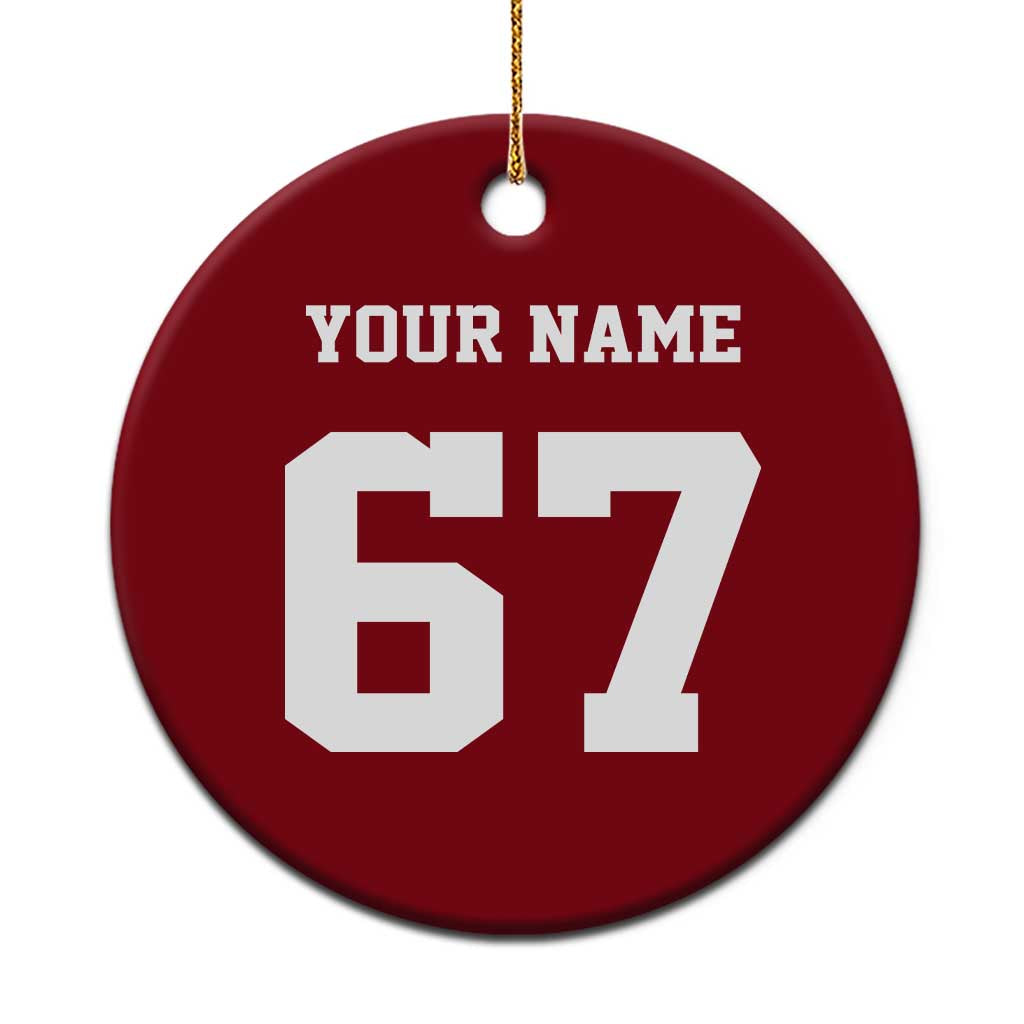 Personalized 67 Jersey Number Ceramic Ornament Custom Name Varsity Sports 67th Birthday - Wonder Print Shop