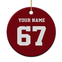 Personalized 67 Jersey Number Ceramic Ornament Custom Name Varsity Sports 67th Birthday - Wonder Print Shop