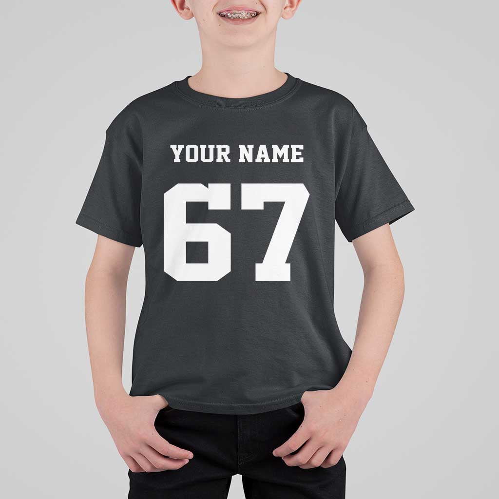 Personalized 67 Jersey Number T Shirt For Kid Custom Name Varsity Sports 67th Birthday - Wonder Print Shop