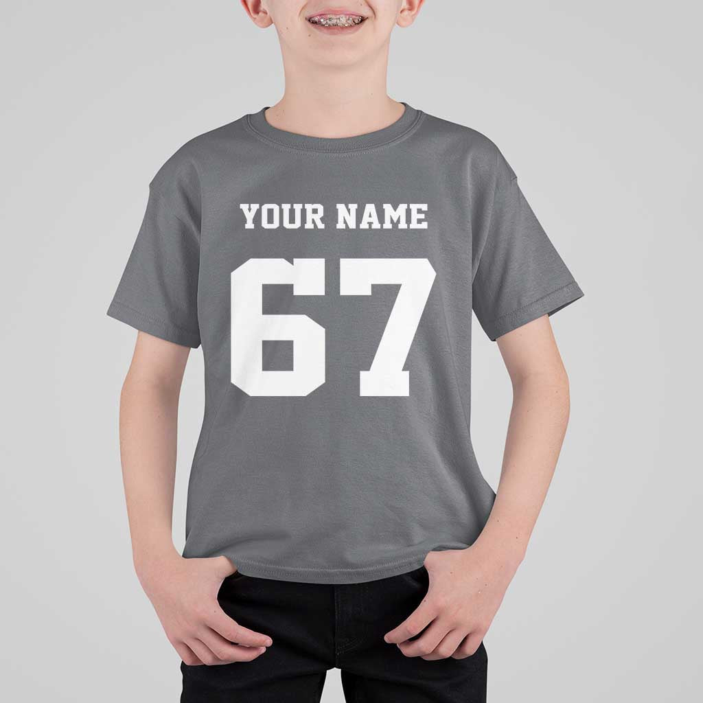 Personalized 67 Jersey Number T Shirt For Kid Custom Name Varsity Sports 67th Birthday - Wonder Print Shop