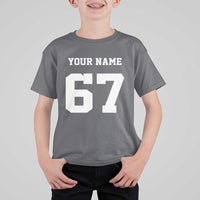 Personalized 67 Jersey Number T Shirt For Kid Custom Name Varsity Sports 67th Birthday - Wonder Print Shop
