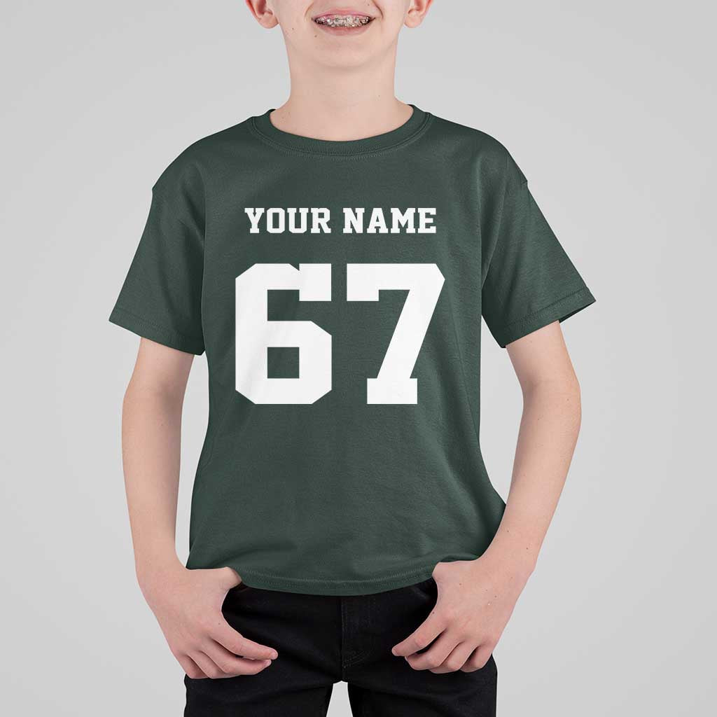 Personalized 67 Jersey Number T Shirt For Kid Custom Name Varsity Sports 67th Birthday - Wonder Print Shop