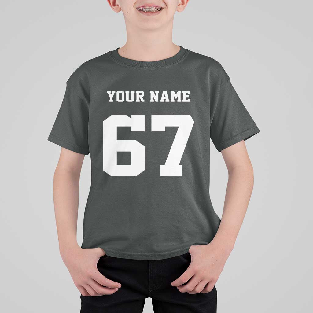 Personalized 67 Jersey Number T Shirt For Kid Custom Name Varsity Sports 67th Birthday - Wonder Print Shop