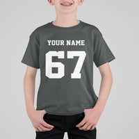 Personalized 67 Jersey Number T Shirt For Kid Custom Name Varsity Sports 67th Birthday - Wonder Print Shop
