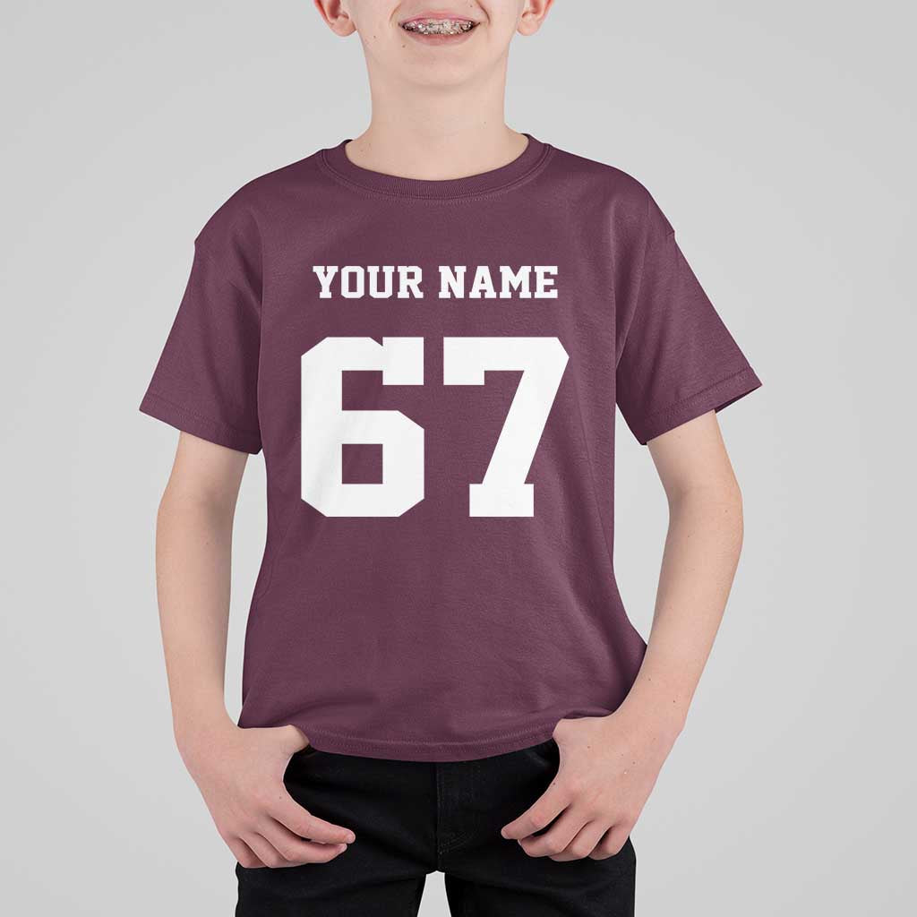 Personalized 67 Jersey Number T Shirt For Kid Custom Name Varsity Sports 67th Birthday - Wonder Print Shop