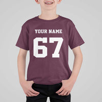 Personalized 67 Jersey Number T Shirt For Kid Custom Name Varsity Sports 67th Birthday - Wonder Print Shop