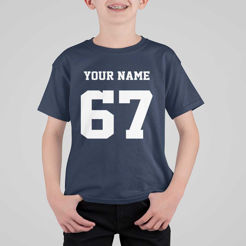 Personalized 67 Jersey Number T Shirt For Kid Custom Name Varsity Sports 67th Birthday - Wonder Print Shop