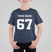 Personalized 67 Jersey Number T Shirt For Kid Custom Name Varsity Sports 67th Birthday - Wonder Print Shop