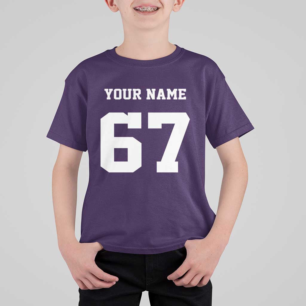 Personalized 67 Jersey Number T Shirt For Kid Custom Name Varsity Sports 67th Birthday - Wonder Print Shop