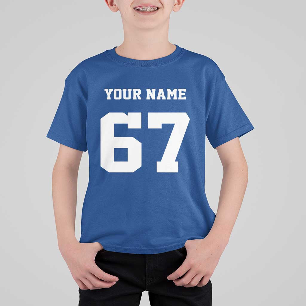 Personalized 67 Jersey Number T Shirt For Kid Custom Name Varsity Sports 67th Birthday - Wonder Print Shop