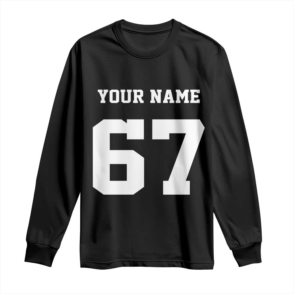 Personalized 67 Jersey Number Long Sleeve Shirt Custom Name Varsity Sports 67th Birthday - Wonder Print Shop