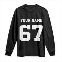 Personalized 67 Jersey Number Long Sleeve Shirt Custom Name Varsity Sports 67th Birthday - Wonder Print Shop