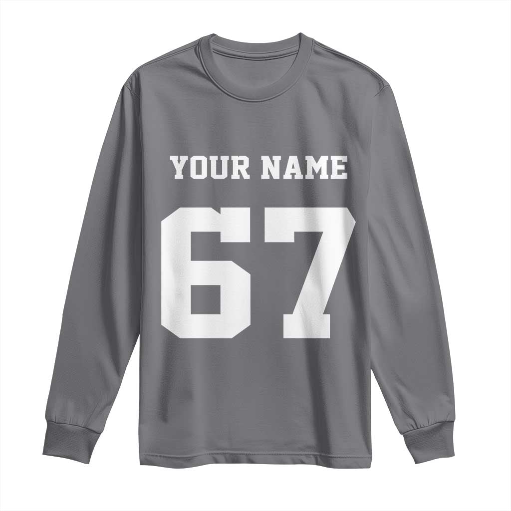 Personalized 67 Jersey Number Long Sleeve Shirt Custom Name Varsity Sports 67th Birthday - Wonder Print Shop