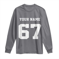 Personalized 67 Jersey Number Long Sleeve Shirt Custom Name Varsity Sports 67th Birthday - Wonder Print Shop