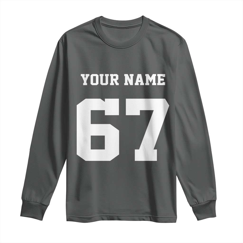 Personalized 67 Jersey Number Long Sleeve Shirt Custom Name Varsity Sports 67th Birthday - Wonder Print Shop