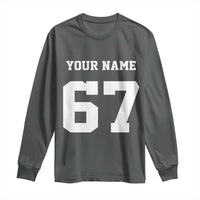 Personalized 67 Jersey Number Long Sleeve Shirt Custom Name Varsity Sports 67th Birthday - Wonder Print Shop