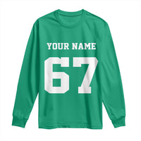 Personalized 67 Jersey Number Long Sleeve Shirt Custom Name Varsity Sports 67th Birthday - Wonder Print Shop