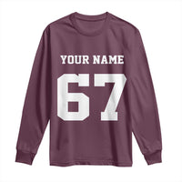 Personalized 67 Jersey Number Long Sleeve Shirt Custom Name Varsity Sports 67th Birthday - Wonder Print Shop