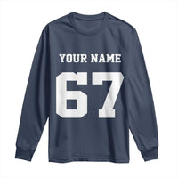 Personalized 67 Jersey Number Long Sleeve Shirt Custom Name Varsity Sports 67th Birthday - Wonder Print Shop