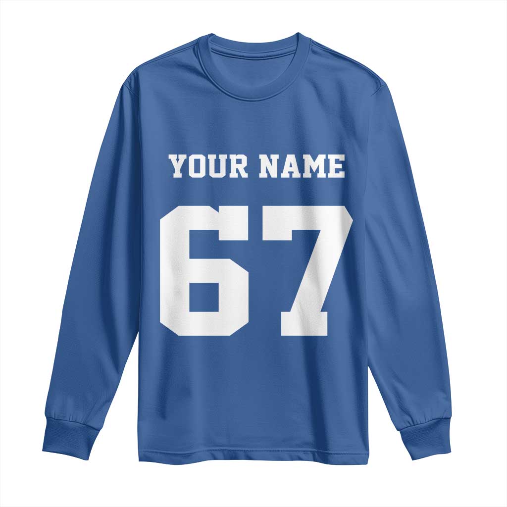 Personalized 67 Jersey Number Long Sleeve Shirt Custom Name Varsity Sports 67th Birthday - Wonder Print Shop