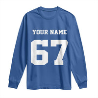 Personalized 67 Jersey Number Long Sleeve Shirt Custom Name Varsity Sports 67th Birthday - Wonder Print Shop