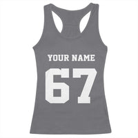 Personalized 67 Jersey Number Racerback Tank Top Custom Name Varsity Sports 67th Birthday - Wonder Print Shop