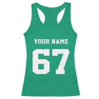 Personalized 67 Jersey Number Racerback Tank Top Custom Name Varsity Sports 67th Birthday - Wonder Print Shop