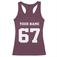 Personalized 67 Jersey Number Racerback Tank Top Custom Name Varsity Sports 67th Birthday - Wonder Print Shop