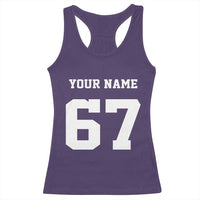 Personalized 67 Jersey Number Racerback Tank Top Custom Name Varsity Sports 67th Birthday - Wonder Print Shop