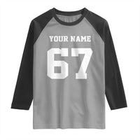 Personalized 67 Jersey Number Raglan Shirt Custom Name Varsity Sports 67th Birthday - Wonder Print Shop