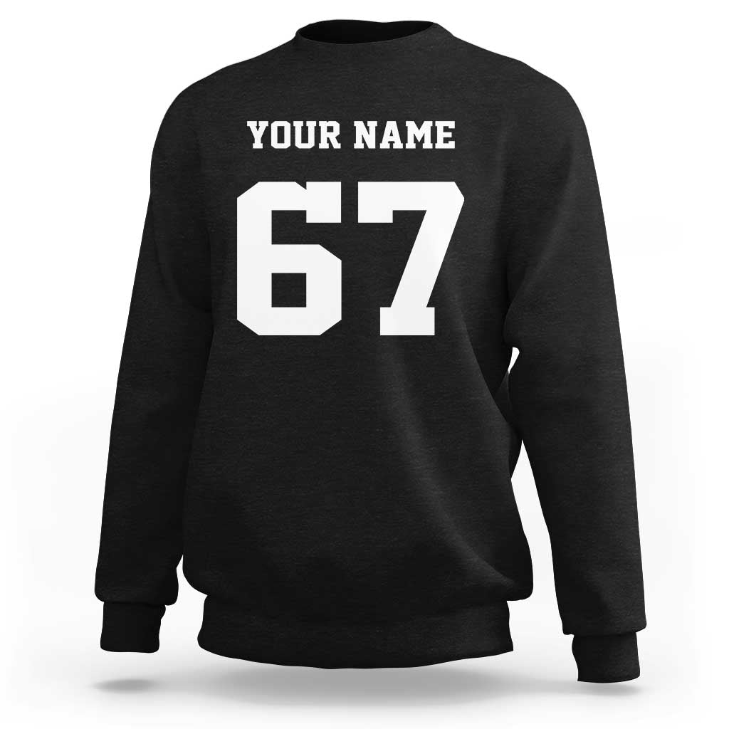 Personalized 67 Jersey Number Sweatshirt Custom Name Varsity Sports 67th Birthday - Wonder Print Shop