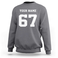 Personalized 67 Jersey Number Sweatshirt Custom Name Varsity Sports 67th Birthday - Wonder Print Shop