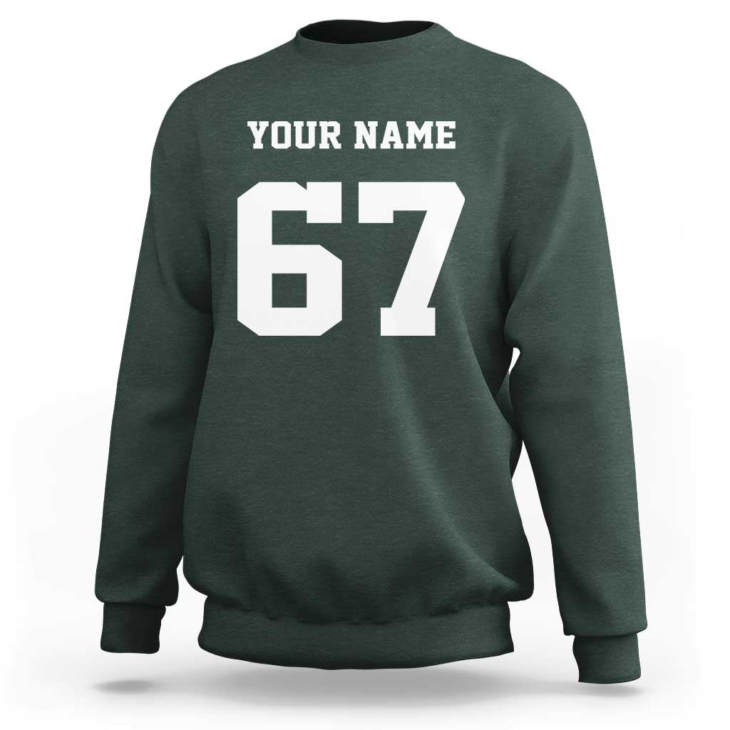 Personalized 67 Jersey Number Sweatshirt Custom Name Varsity Sports 67th Birthday - Wonder Print Shop