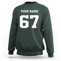 Personalized 67 Jersey Number Sweatshirt Custom Name Varsity Sports 67th Birthday - Wonder Print Shop