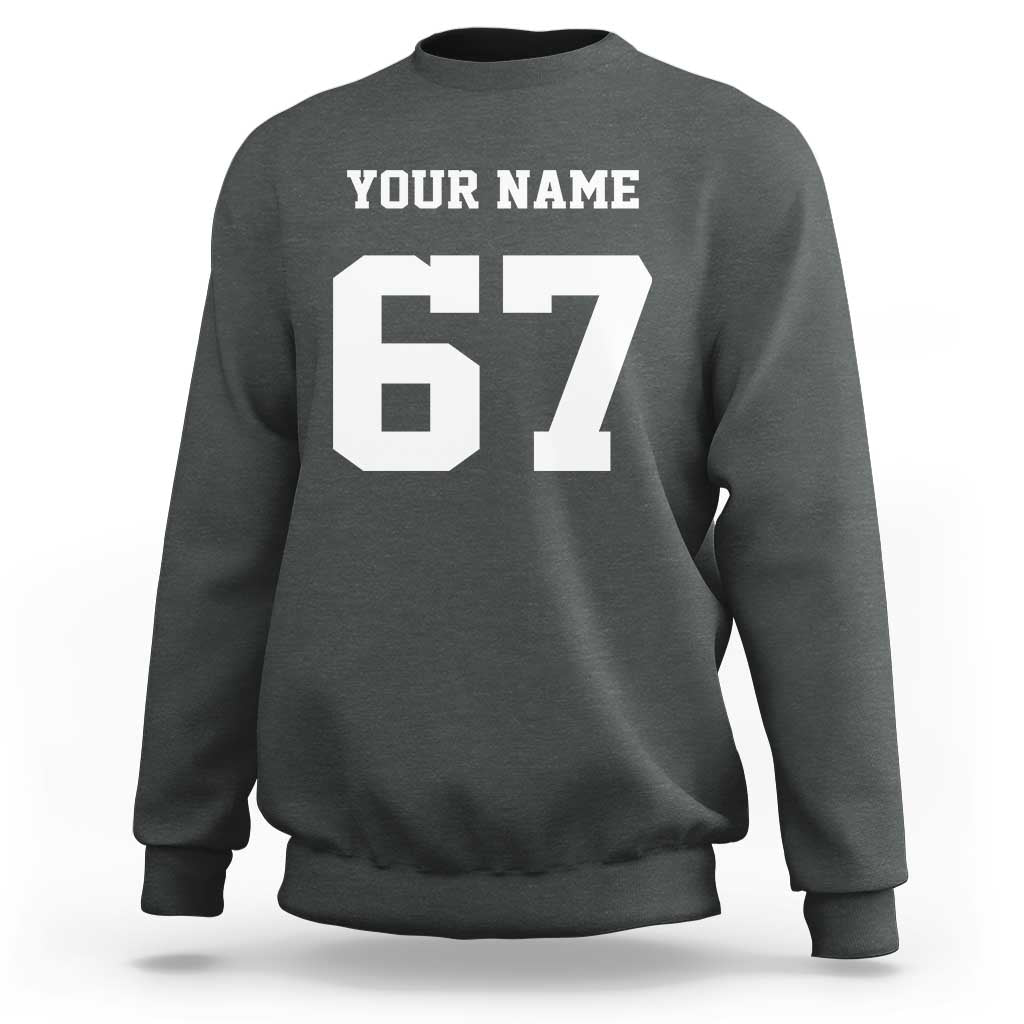 Personalized 67 Jersey Number Sweatshirt Custom Name Varsity Sports 67th Birthday - Wonder Print Shop