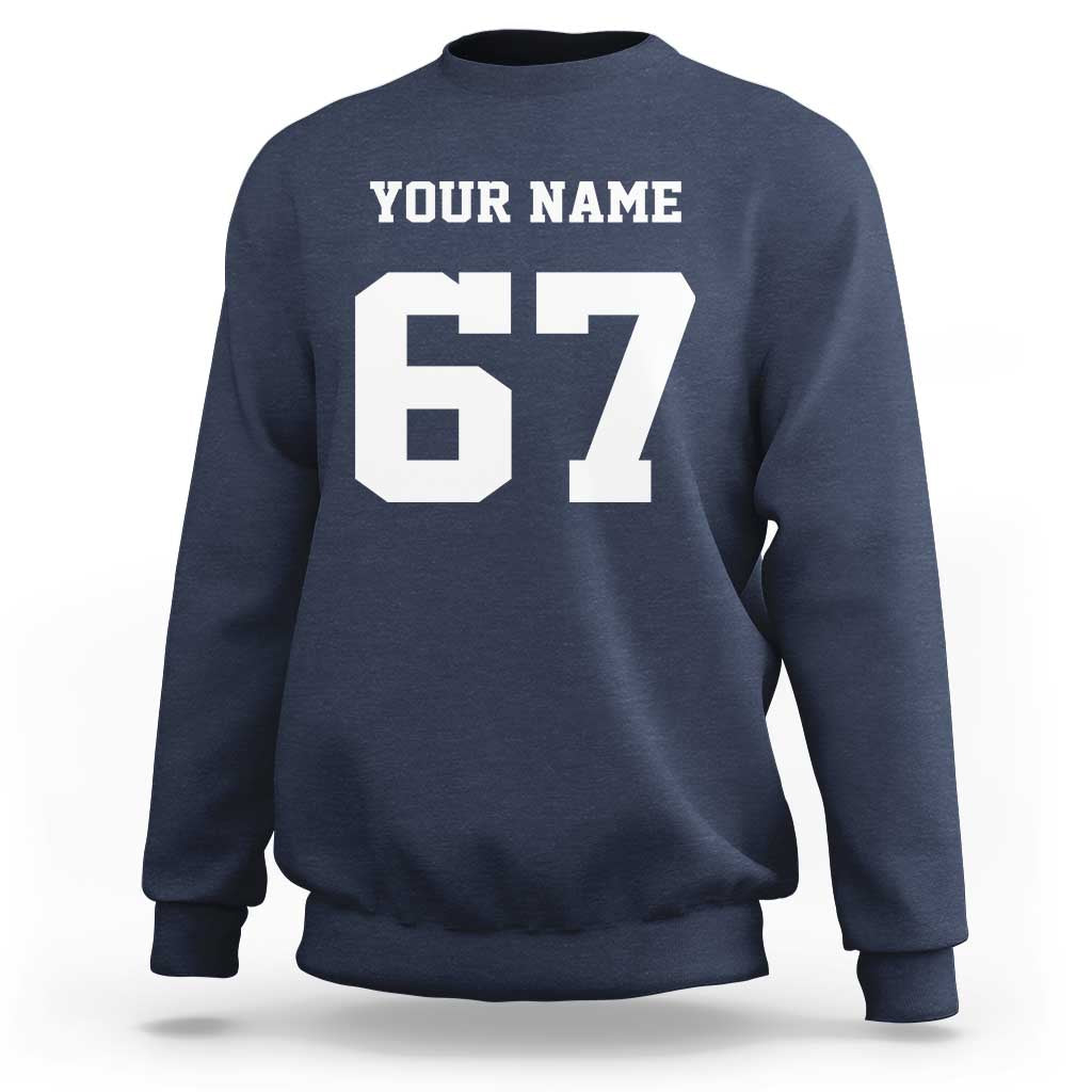 Personalized 67 Jersey Number Sweatshirt Custom Name Varsity Sports 67th Birthday - Wonder Print Shop