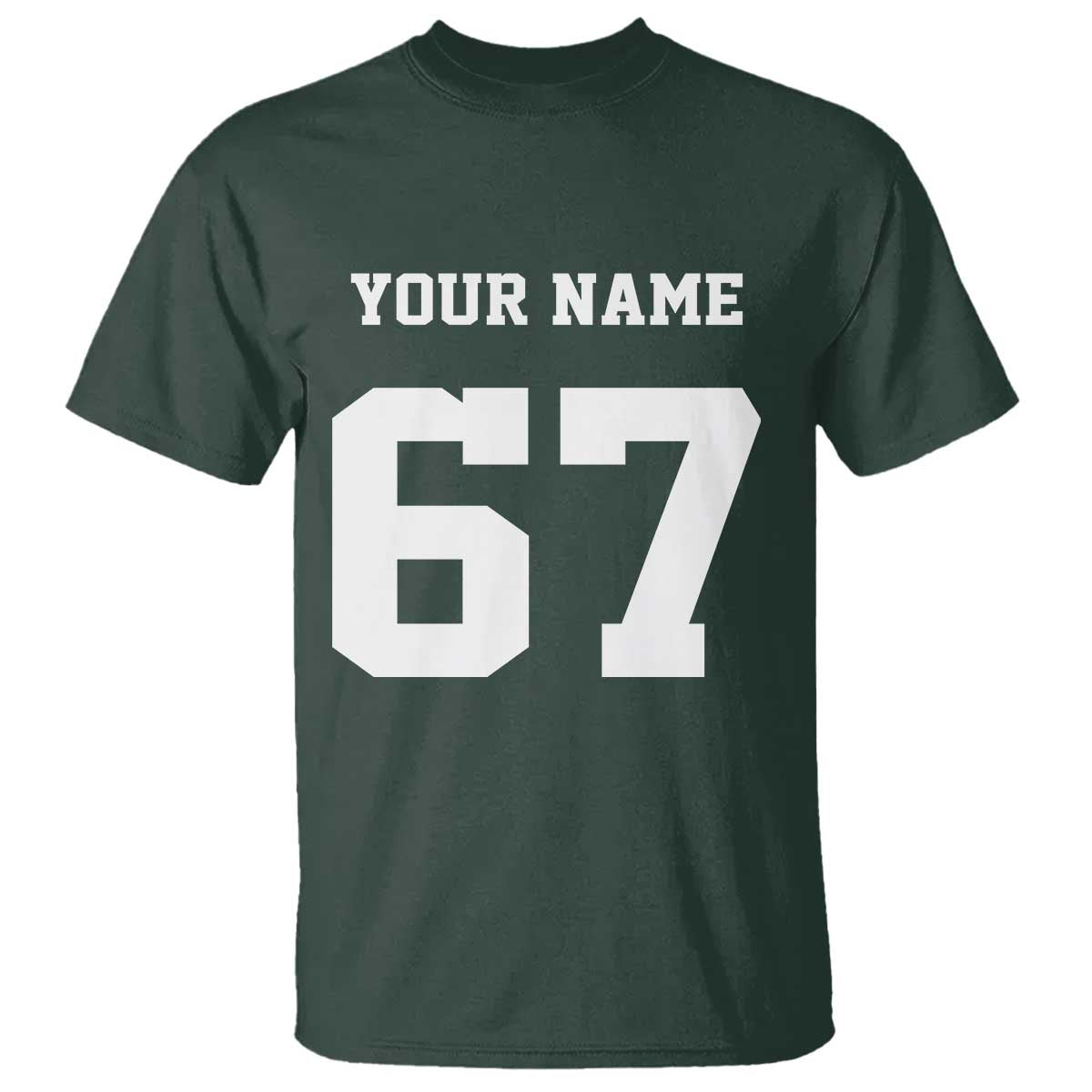 Personalized 67 Jersey Number T Shirt Custom Name Varsity Sports 67th Birthday - Wonder Print Shop