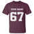 Personalized 67 Jersey Number T Shirt Custom Name Varsity Sports 67th Birthday - Wonder Print Shop