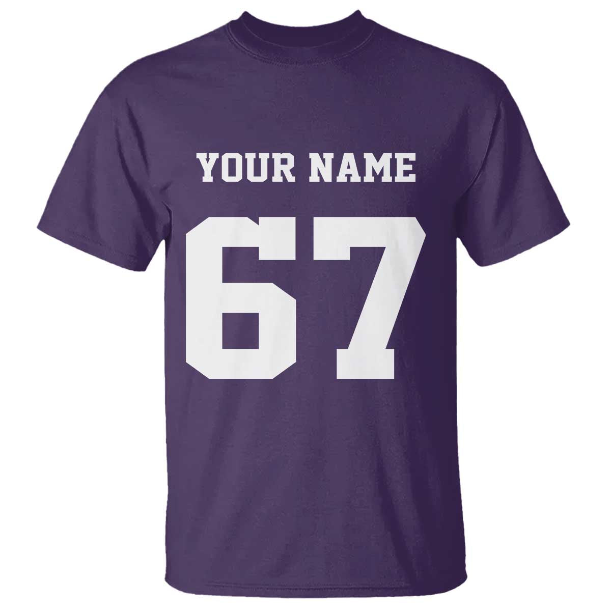 Personalized 67 Jersey Number T Shirt Custom Name Varsity Sports 67th Birthday - Wonder Print Shop