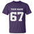 Personalized 67 Jersey Number T Shirt Custom Name Varsity Sports 67th Birthday - Wonder Print Shop