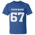 Personalized 67 Jersey Number T Shirt Custom Name Varsity Sports 67th Birthday - Wonder Print Shop